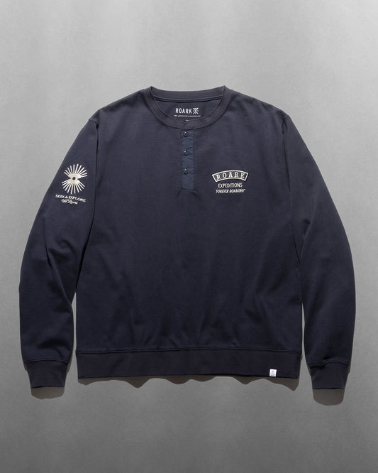 "Roamiing" 14oz H/W Henly Neck L/S Tee